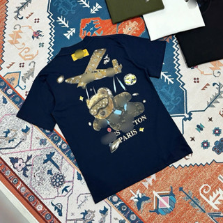 Áo phông nam nữ Premium Cotton PB in chữ hình máy bay gấu bông phi hành gia hai mặt boy phố