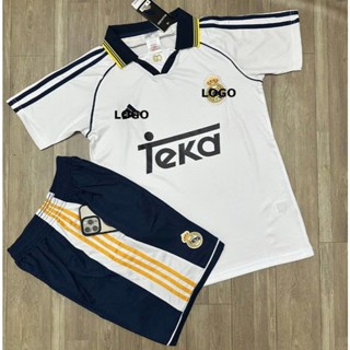 Bộ Quần Áo Bóng Đá CLB Real Madrid 98/99 Ngắn Tay Phong Cách Retro Quần Có Túi - Vải Polyester  Thái