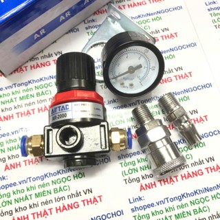  Van tăng giảm áp xuất khí nén AR2000 có kèm chân nối nhanh ống hơi 4-6-8-10-12mm ẢNH THẬT HÀNG THẬT 