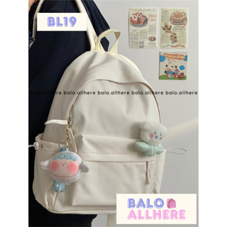[SẴN] Balo Đi Học Trơn Basic Kèm Ghim Hoa Bông BL19