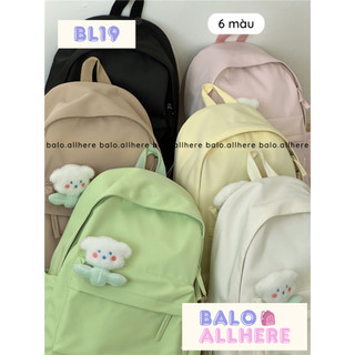 [SẴN] Balo Đi Học Trơn Basic Kèm Ghim Hoa Bông BL19