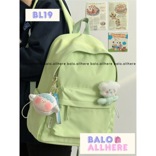 [SẴN] Balo Đi Học Trơn Basic Kèm Ghim Hoa Bông BL19