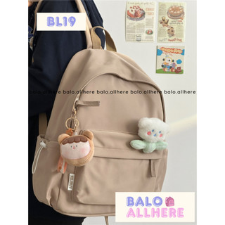 [SẴN] Balo Đi Học Trơn Basic Kèm Ghim Hoa Bông BL19