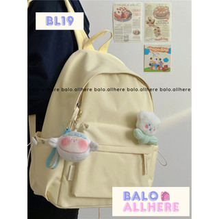[SẴN] Balo Đi Học Trơn Basic Kèm Ghim Hoa Bông BL19