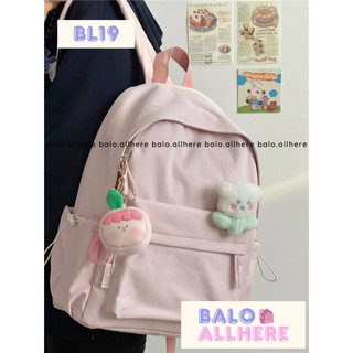 [SẴN] Balo Đi Học Trơn Basic Kèm Ghim Hoa Bông BL19
