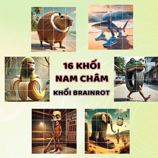 Đồ Chơi Xếp Hình 3D Nam Châm Từ Tính 16 Khối - Bộ Xếp Hình Nam Châm 6 Chủ Đề Thú Vị Cho Bé