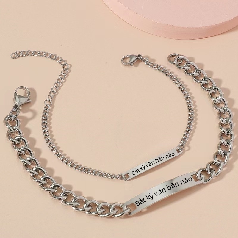 Vòng đeo tay cặp đôi có bảng tên tùy chỉnh miễn phí Quà tặng kỷ niệm Ngày lễ tình nhân