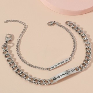 Vòng đeo tay cặp đôi có bảng tên tùy chỉnh miễn phí Quà tặng kỷ niệm Ngày lễ tình nhân