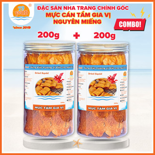  Combo 2 hũ Khô Mực Cán Tẩm Gia Vị nguyên miếng  tổng 400g  đặc sản Nha Trang chính gốc 79Food 