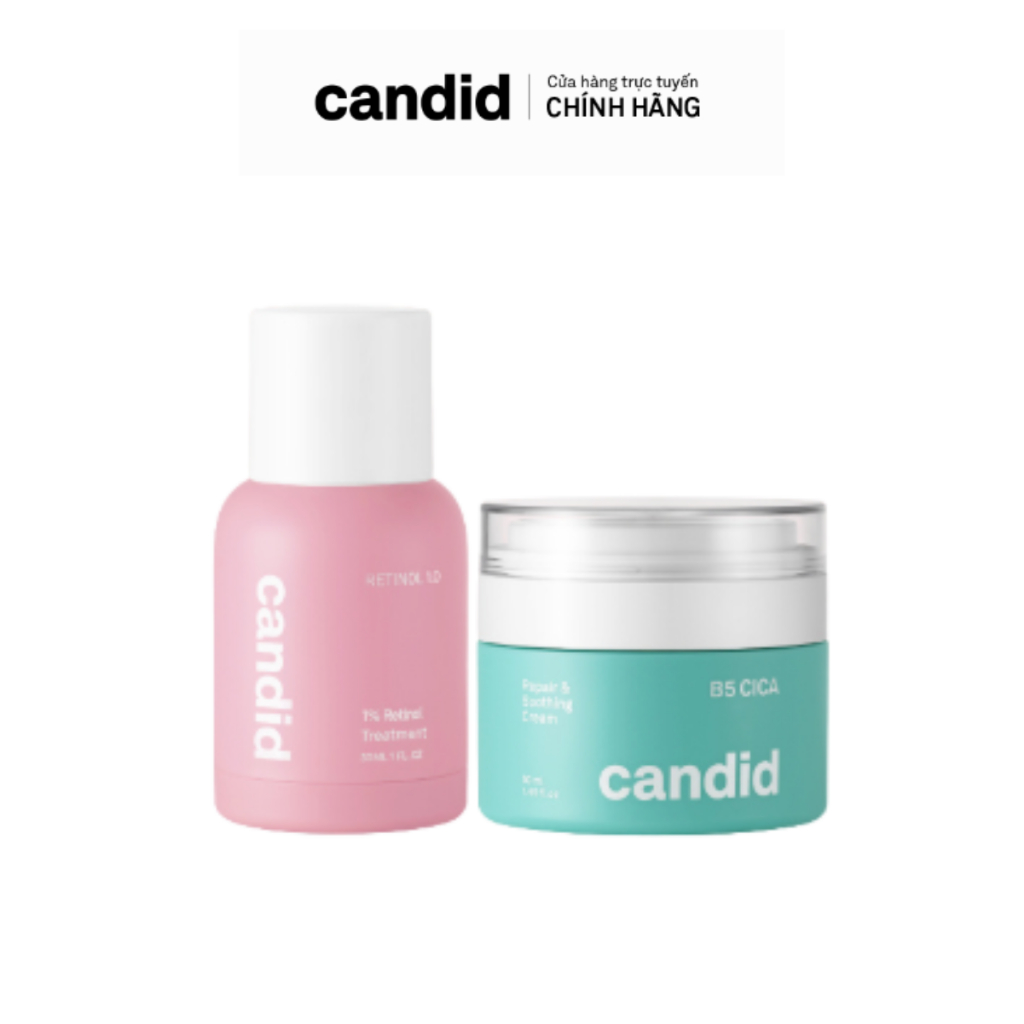 [Candid x Hannah Olala] Combo Cải Thiện Và Phục Hồi Làn Da Candid Retinol 1.0% 30ml & Kem Dưỡng B5 Cica 50ml