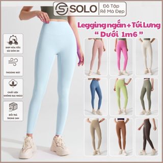 Quần Legging Tập Gym Yoga Pilates Thể Thao Cạp Cao Thun Lulu Siêu Co Giãn Có Túi Solo Sportswear 286
