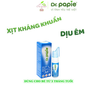 Dung dịch nước muối biển sâu Dr.Papie, xịt mũi cho bé và vệ sinh mũi, miệng chai 70ml