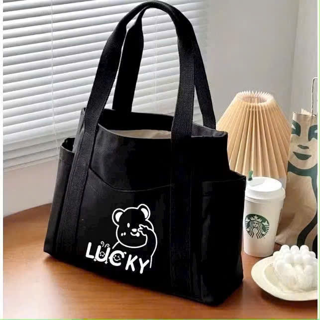 TÚI TOTE VẢI CANVAS ĐEO VAI IN  HOẠ TIẾT FORM RỘNG CHO NÀNG NĂNG ĐỘNG | BigBuy360 - bigbuy360.vn