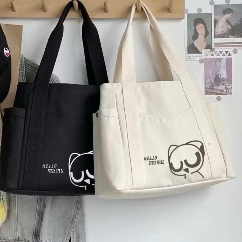 TÚI TOTE VẢI CANVAS ĐEO VAI IN  HOẠ TIẾT FORM RỘNG CHO NÀNG NĂNG ĐỘNG | BigBuy360 - bigbuy360.vn