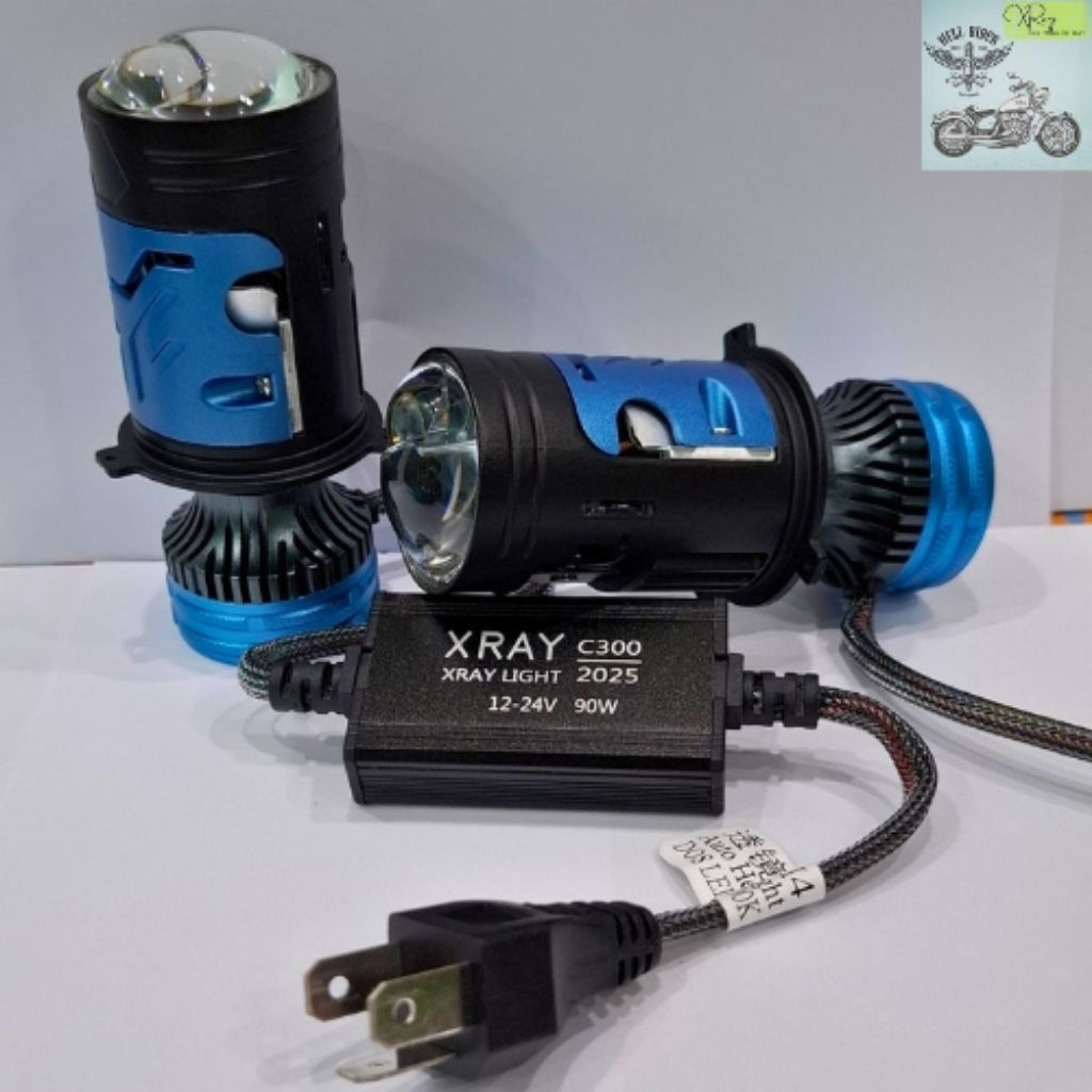 Đèn Pha led Bi cầu Mini C300 chân H4 cắm thẳng Công Suất 90W - Điện áp 12-24V, Có trợ pha Laser.