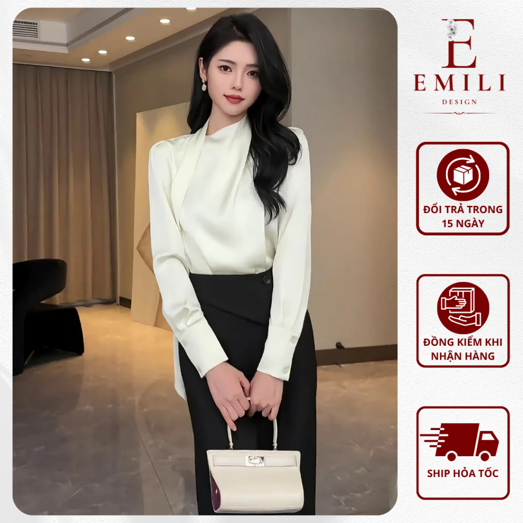 Áo lụa kiểu sang chảnh EMILI DESIGN  set công sở nữ Hàn Quốc [B87]
