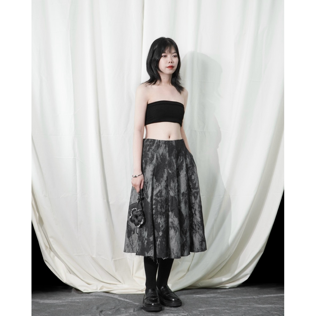 [SSSTUDIO] chân váy lửng, váy lỡ, có túi-Mảnh loang màu