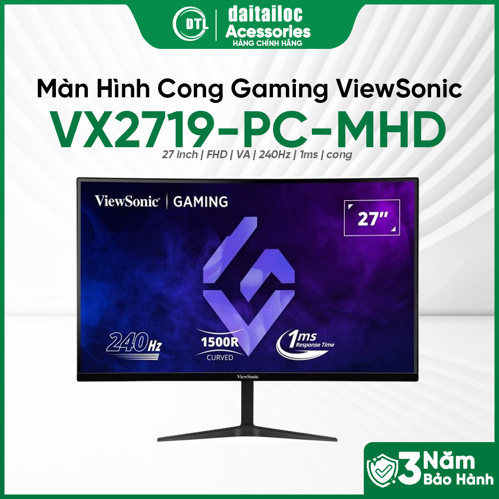 Màn hình cong gaming ViewSonic VX2719-PC-MHD 27inch / VA / 240Hz / 1ms / AMD | Chính Hãng | Bảo Hành