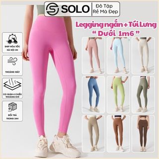 Quần Legging Tập Gym Yoga Pilates Thể Thao Cạp Cao Thun Lulu Siêu Co Giãn Có Túi Solo Sportswear 286