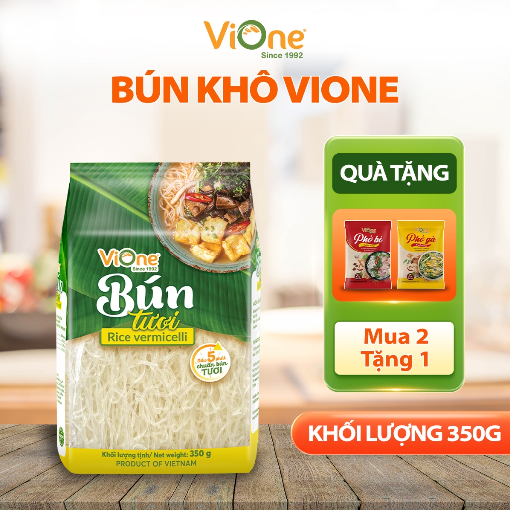 Bún khô ViOne, bún gạo khô gói 350g, bún tươi sấy khô an toàn, tiện lợi, đạt tiêu chuẩn xuất khẩu