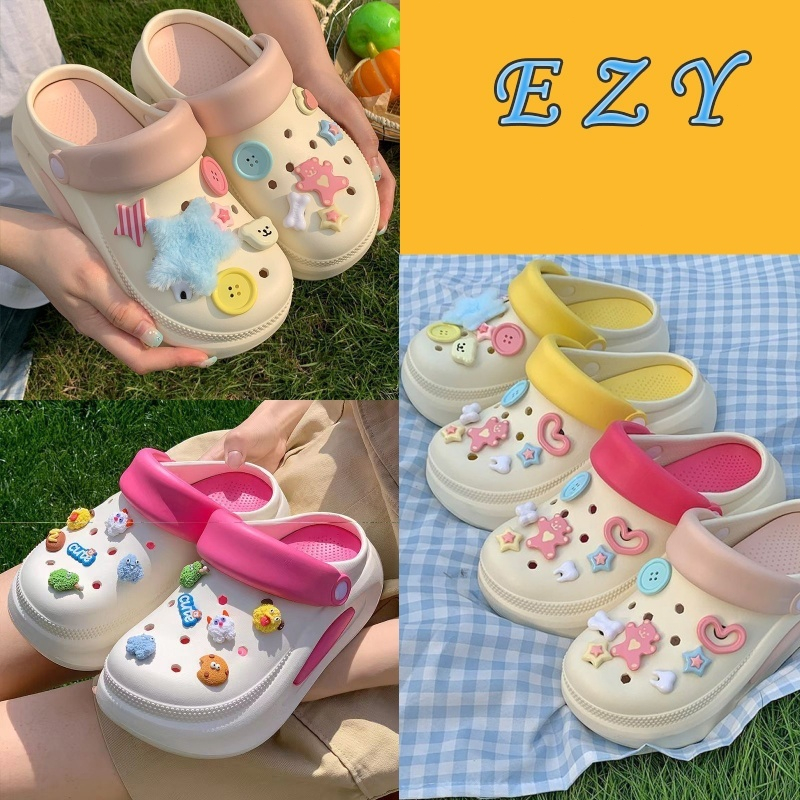 Dép cross đế cao 5cm chính hãng Giày Lỗ Nữ Mới Đế Dày Giày Depa cross nữ Tăng Mùa Hè Ngoài Trời Mặc