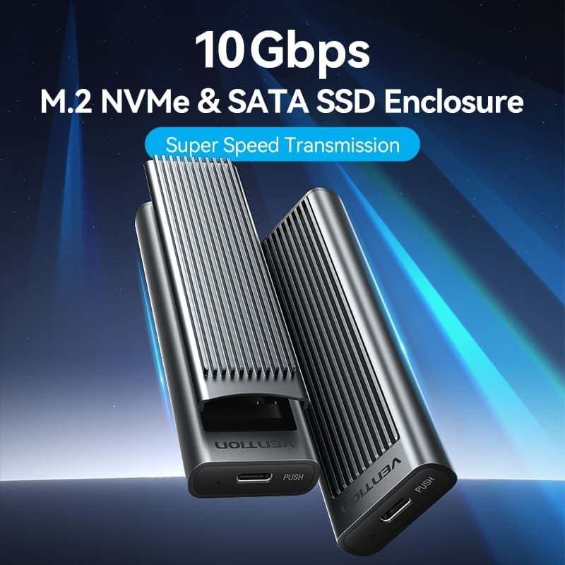 Box Đựng Ổ Cứng Di Động SSD M.2 NVMe & SATA (USB 3.2 Gen 2-C, with Heat Sink, 2230/2242/2260/2280)