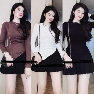 Áo thun tăm/gân cổ tròn sẻ vạt NHÚN EO cực xinh, áo hot 2021