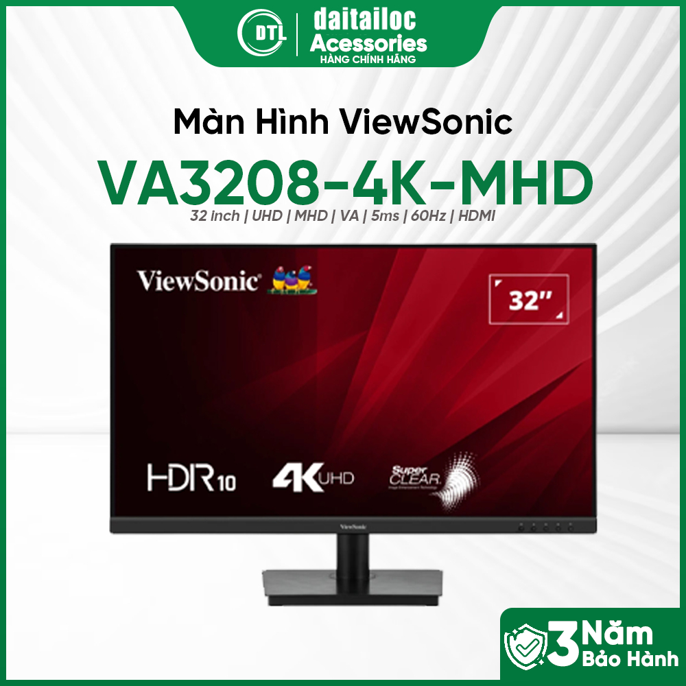 Màn hình ViewSonic VA3208-4K-MHD 32inch UHD MHD VA 5ms 60Hz HDMI | Chính Hãng | Bảo hành 36 Tháng