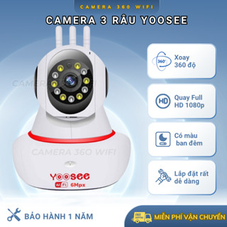 Camera wifi Yoosee 3 râu 5.0mpx xoay 360 độ, hỗ trợ xem đêm có màu, đàm thoại 2 chiều, bảo hành trong vòng 12 tháng
