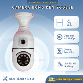 Camera bóng đèn Yoosee 2 MẮT XEM 2 GÓC CÙNG LÚC, Gắn trần xoay 360 độ siêu tiện, Bảo hành 1 năm