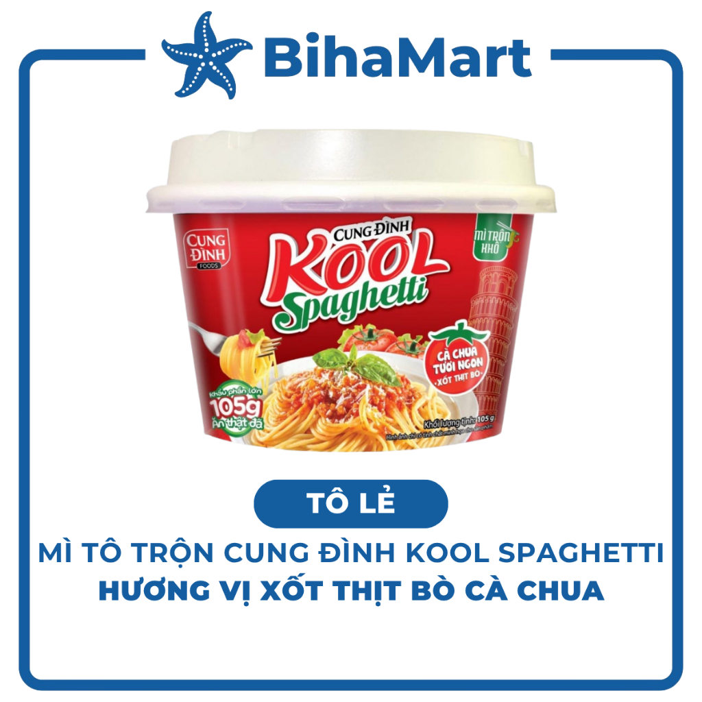[TÔ LẺ] - AFOTECH - Mì TÔ trộn Cung Đình Kool Spaghetti hương vị xốt cà chua bò bằm (105g/tô) - Tô C