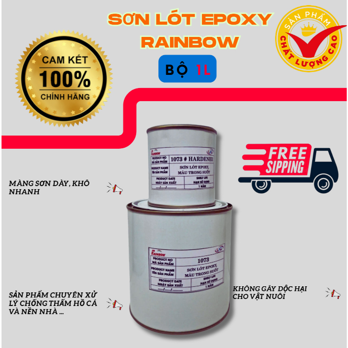 Sơn lót chống thấm hồ cá EPOXY RAINBOW [ 1073], sàn epoxy sàn nhà