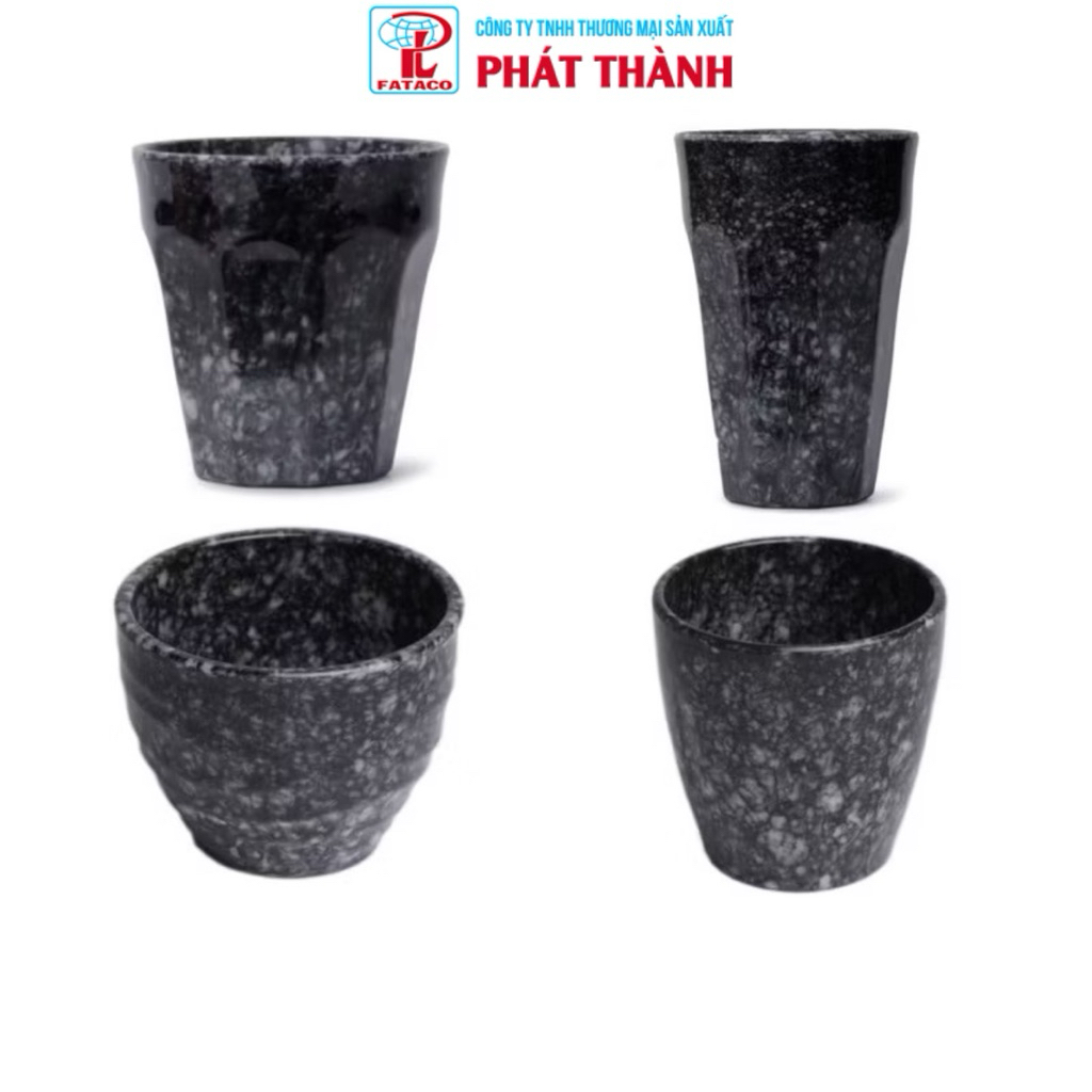 Combo 10 ly vân đá đen cao cấp nhựa melamine Fataco đựng trà đá