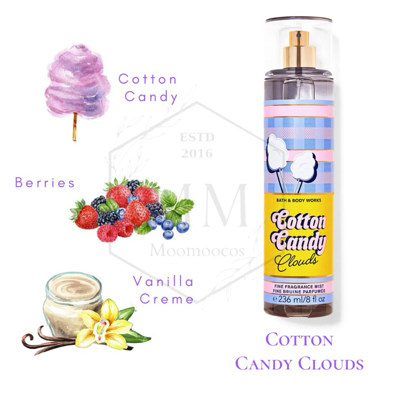 [Moomoocos] Cotton Candy Cloud - Bộ sản phẩm xịt thơm dưỡng thể toàn thân Bath & Body Works