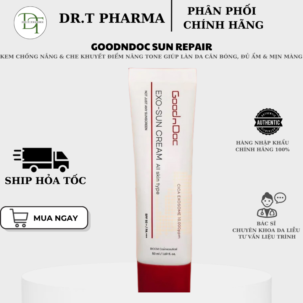 (TEM CÔNG TY) Kem chống nắng GoodnDoc 𝗘𝗫𝗢-𝗦𝗨𝗡 𝗖𝗥𝗘𝗔𝗠 - Kem Chống nắng công nghệ 𝐏𝐥𝐚𝐧𝐭 𝐄𝐱𝐨𝐬𝐨𝐦𝐞 50ml