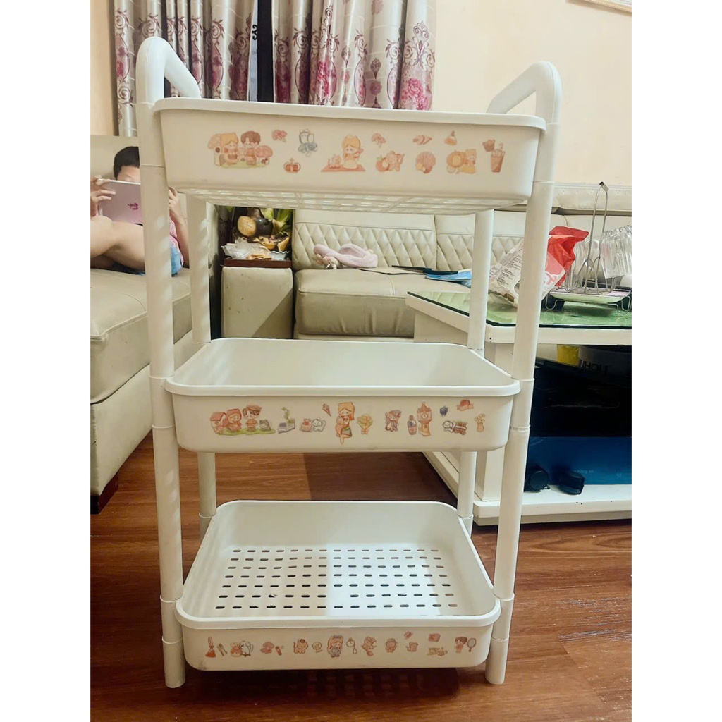 Kệ 4 Tầng Để Đồ Đa Năng Có Bánh Xe – Gấp Gọn, Trang Trí Không Gian Chuẩn Gen Z Nhựa PVC Cao Cấp