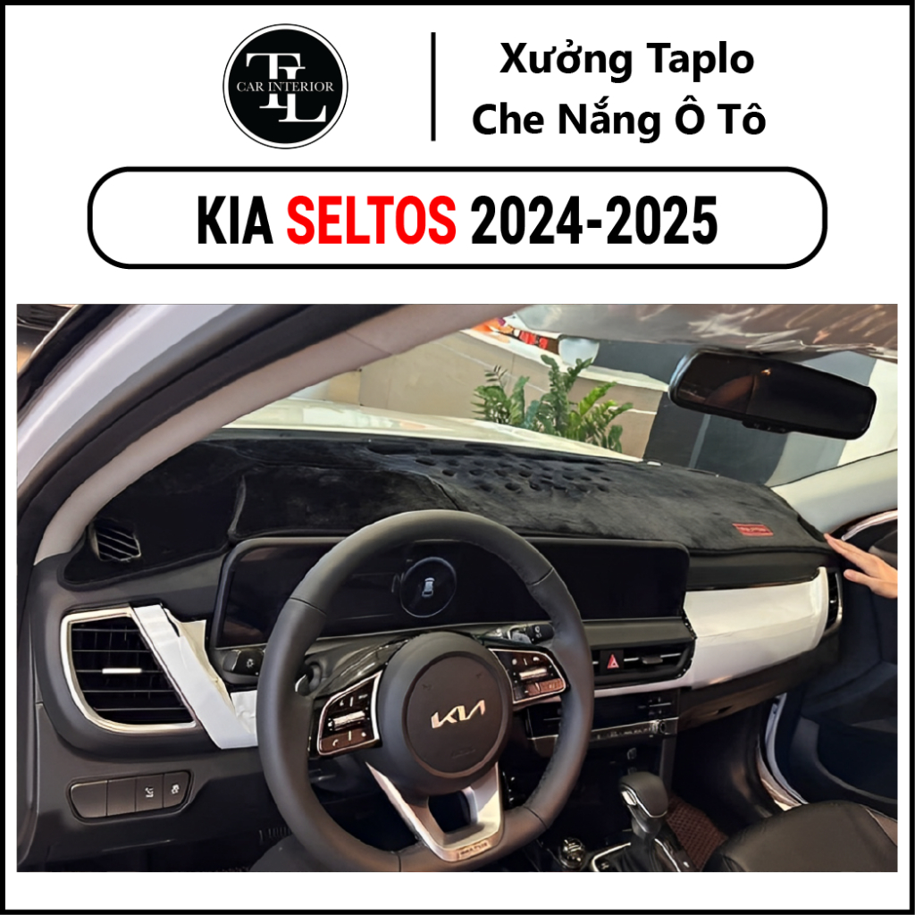 Thảm taplo KIA SELTOS 2024 - 2026, thảm taplo che nắng da carbon, da vân gỗ, nhung cừu cao cấp, chuẩn form