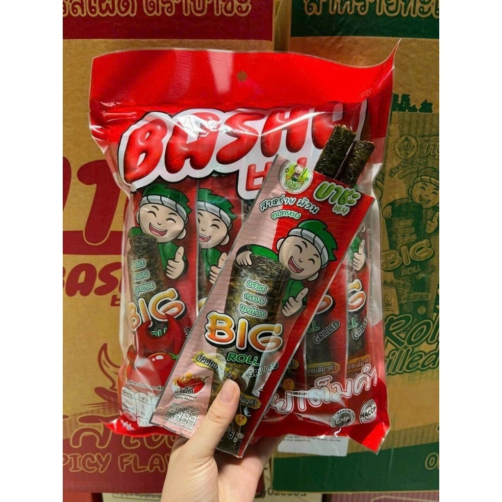 [LỐC 12 GÓI] SNACK RONG BIỂN CUỘN ĐÔI BASHA THÁI LAN [ VỊ CAY NHẸ ]