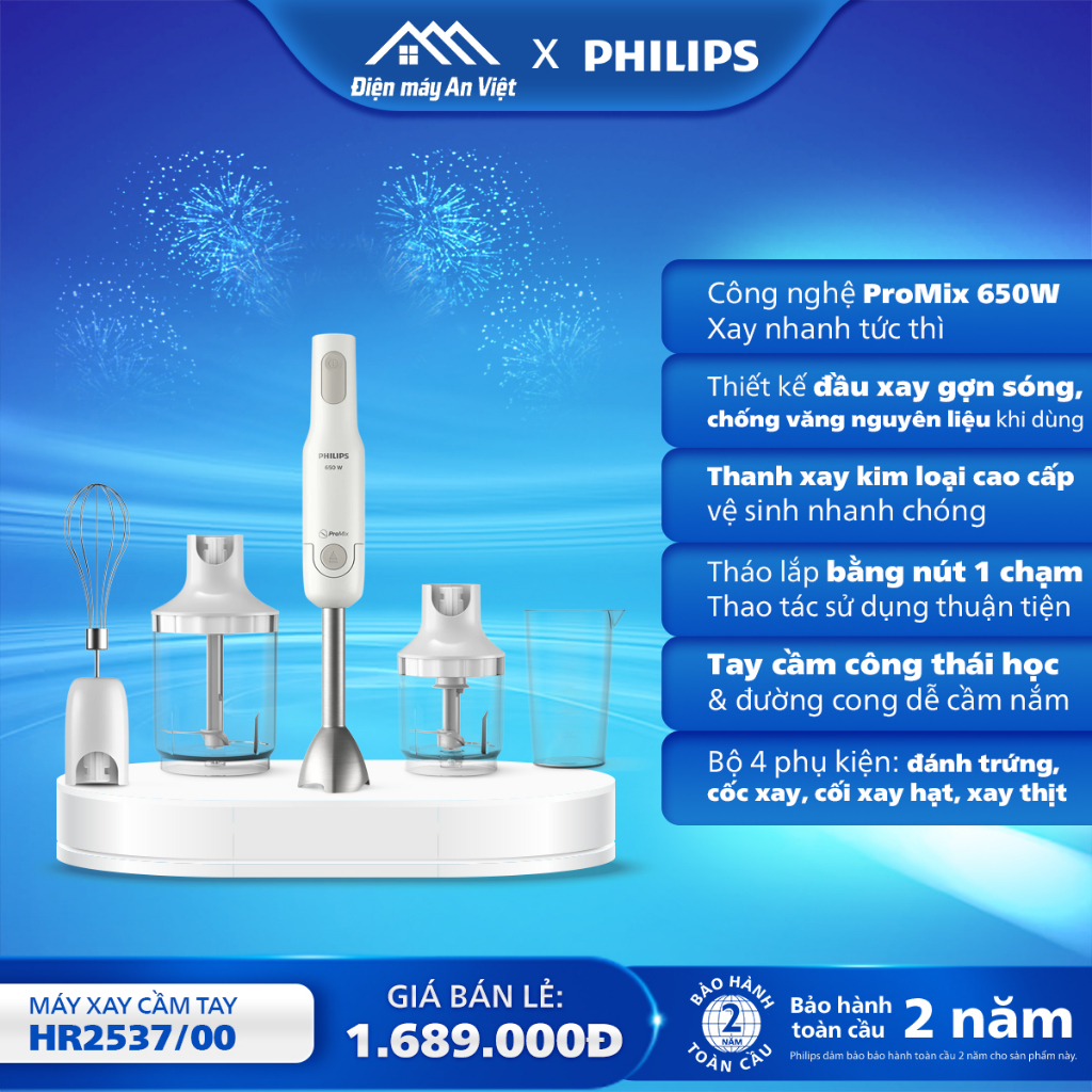 Máy Xay Cầm Tay Philips HR2537/00 650W chính hãng