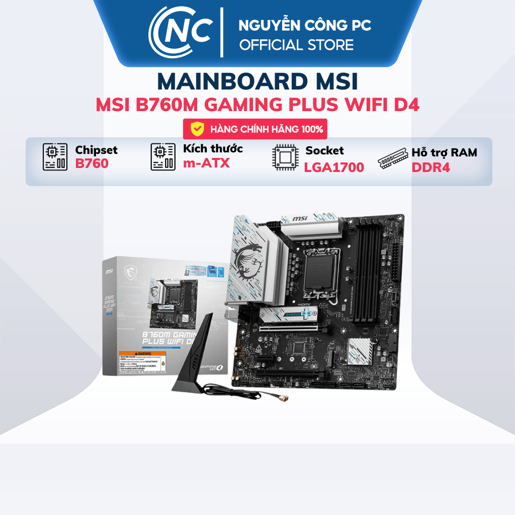 Mainboard MSI B760M Gaming Plus WIFI D4/D5 cho chip Intel đời 12, 13 (LGA1700 / MATX / 4 khe DDR4) - BH chính hãng 3 năm | BigBuy360 - bigbuy360.vn