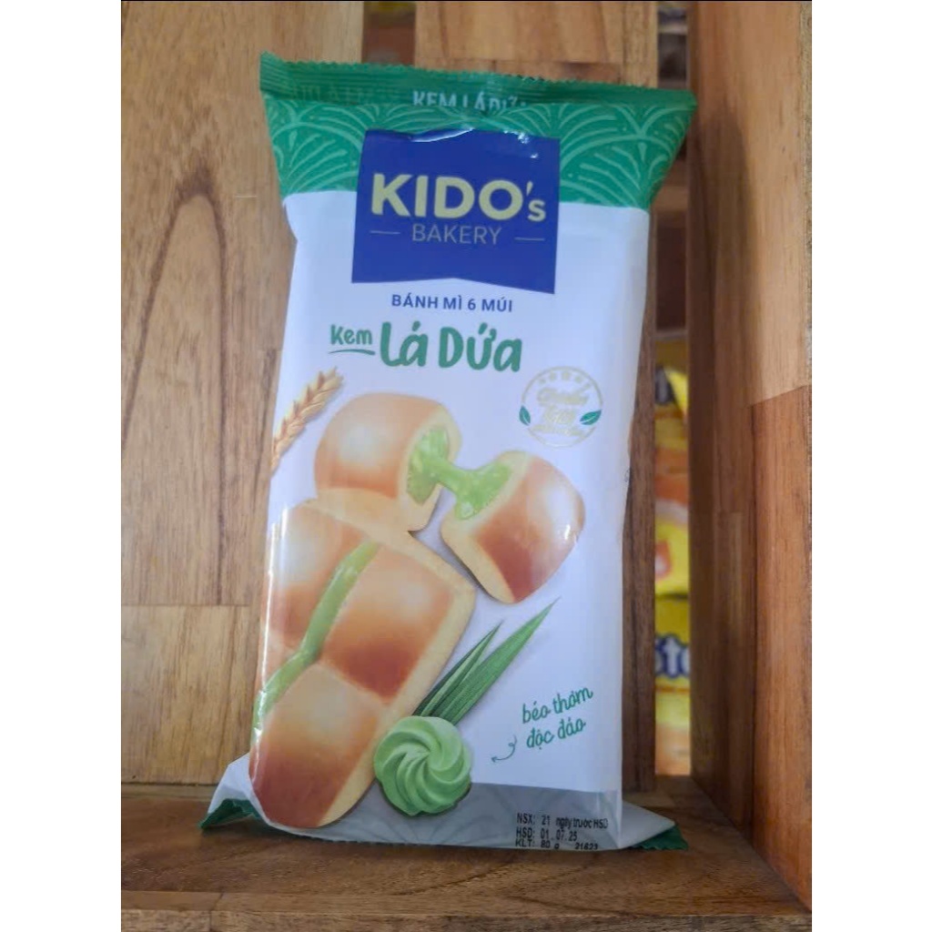 Bánh mì tươi KIDO : Lá Dứa 6 múi,Bơ 6 múi ( Date mới mỗi ngày )