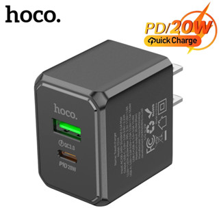  Cốc sạc nhanh 2 cổng TYPEC và USB Hoco Củ chân dẹt siêu bền bỉ hỗ trợ PD20W QC3.0 dùng cho Phone Samsung Xiaomi ... 