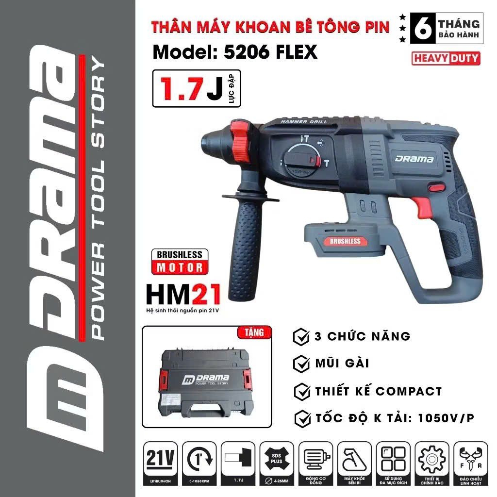 Khoan bê tông DRAMA 5026 FLEX thiết kế mới hệ compact