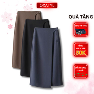 Chân Váy Công Sở Dài 70cm Dáng Bút Chì Vạt Chéo Sang Trọng Váy Dài Qua Gối Mặc Đi Làm OXATYL V662