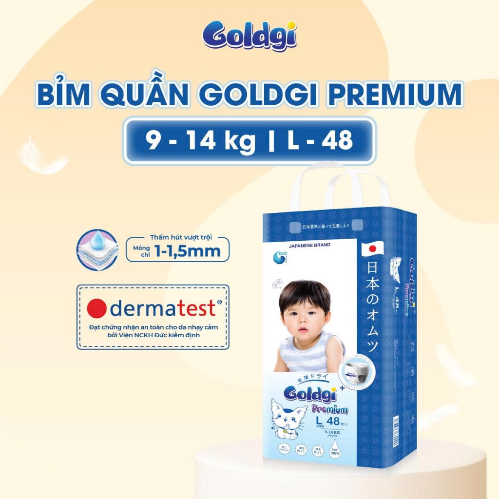Bỉm Dán GOLDGI prenium L48 cao cấp Premium