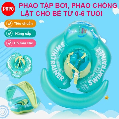 Phao bơi chống lật 2 lớp POPO LV9 có dây đai đeo an toàn cho bé từ 3 tháng tuổi
