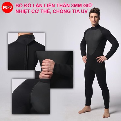 Bộ đồ lặn biển liền thân 3mm cho nam POPO MY057 vải Neoprene co giãn, giữ nhiệt, chống tia UV