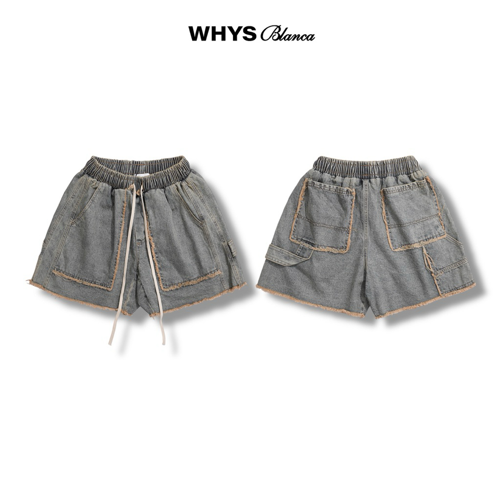 WHYS DENIM SHORT - Quần short jeans Whys blanca.