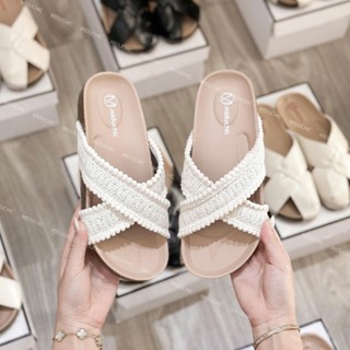 Dép Nữ MIDU LERI Quai Vải Đan Chéo 2 Màu, Đế Trấu Êm Nhẹ 3 Phân