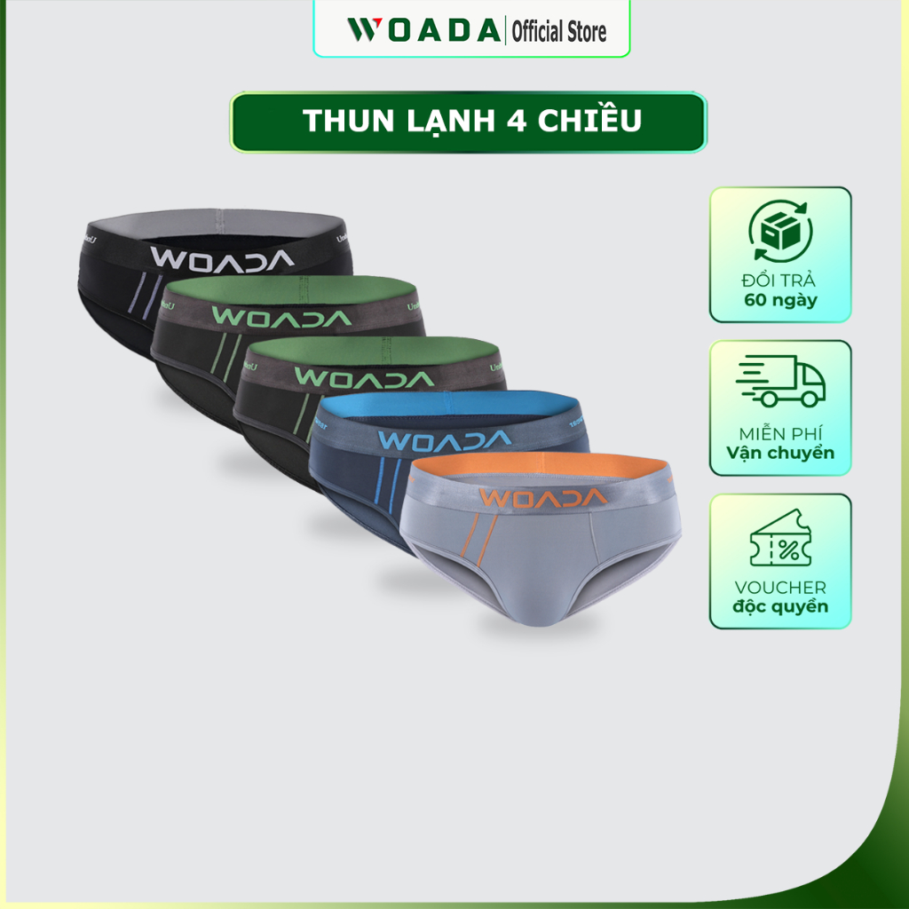 [COMBO 5] Quần Lót Nam Dáng Brief Chất Liệu Thun Lạnh 4 Chiều Thoáng Khí Thương Hiệu WOADA LK131